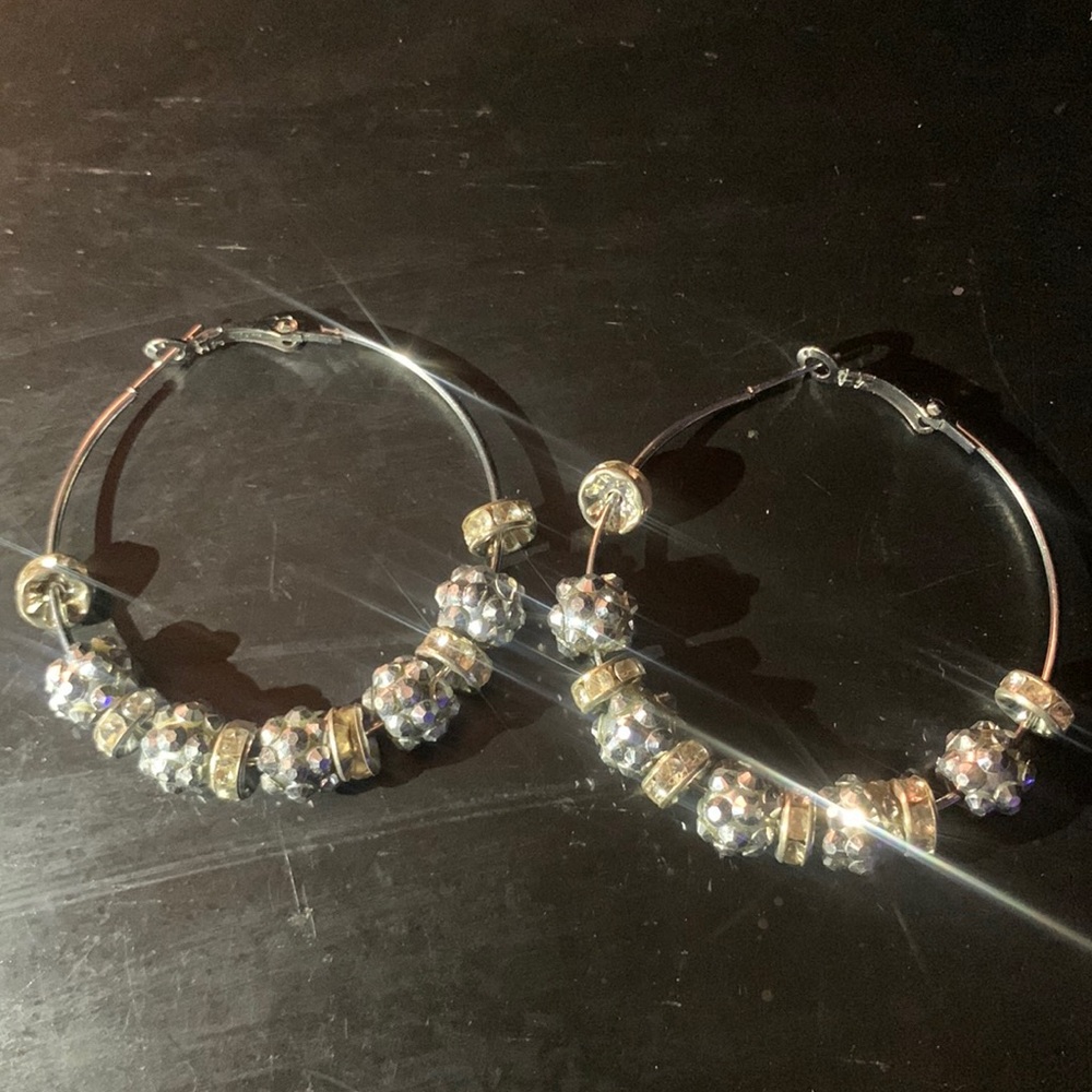 BOGO FREE. RHINESTONE HOOP EARRINGS